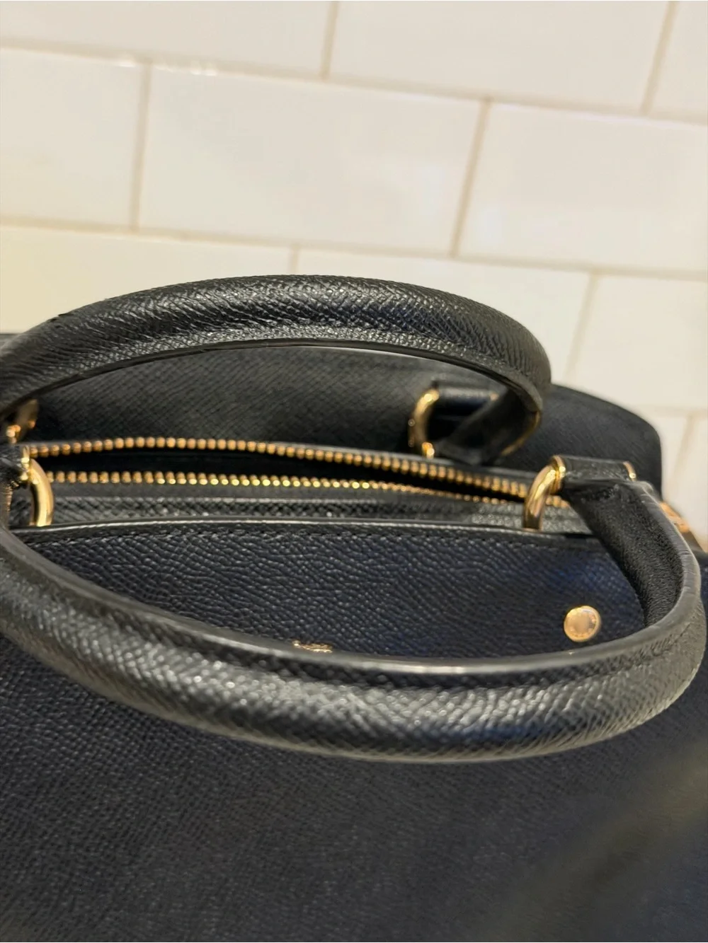 Coach Black Pebbled Leather Satchel with Gold Hardware